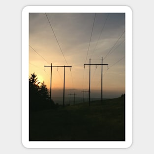 Power-line Silhouette in the Sunset Sticker